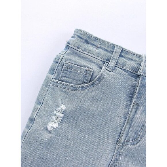 NEW SHEIN Toddler Boys Ripped Denim Shorts Size 1-2Y‎ Color Light Wash - Picture 4 of 9